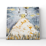 a picture of a snow covered mountain in the background