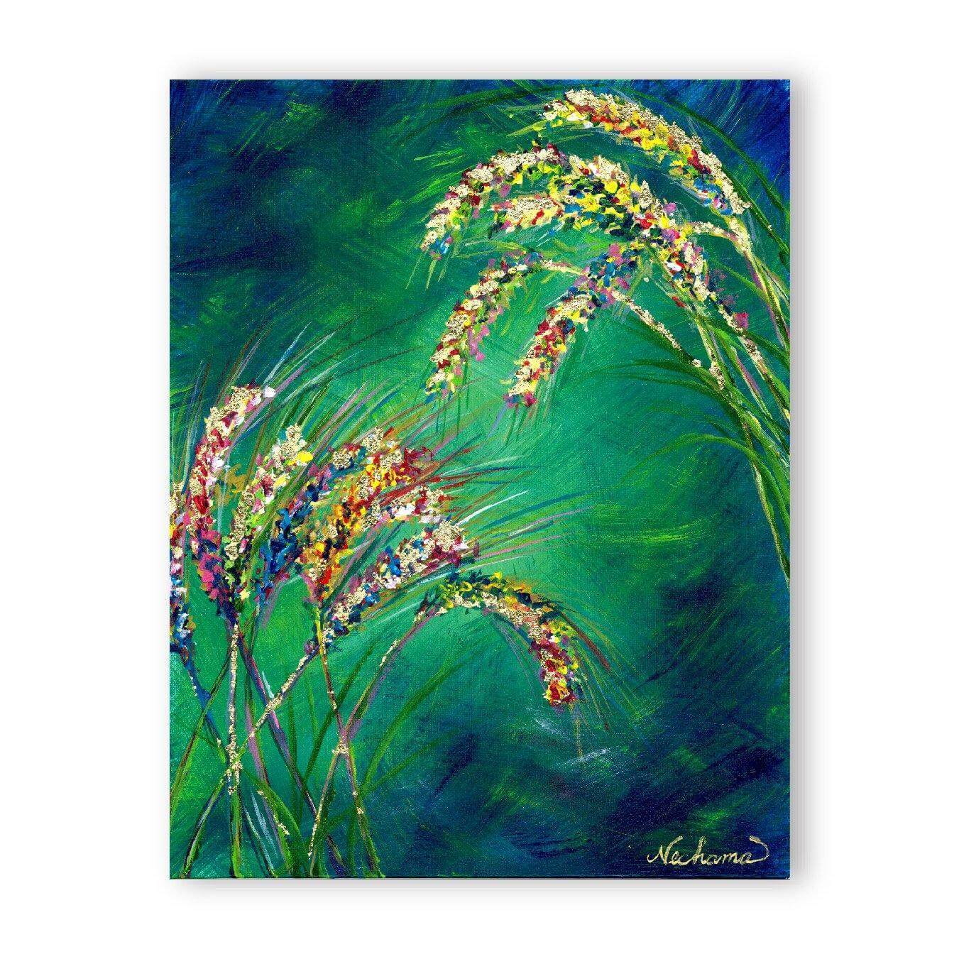 a picture of a painting on a green wall
