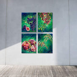 a series of photographs of a building with graffiti