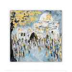Blue and Gold Judaic Art Sukkah Sign Series - Nechama Fine Art x Sukkah Creations - Acrylic Creations - Sign
